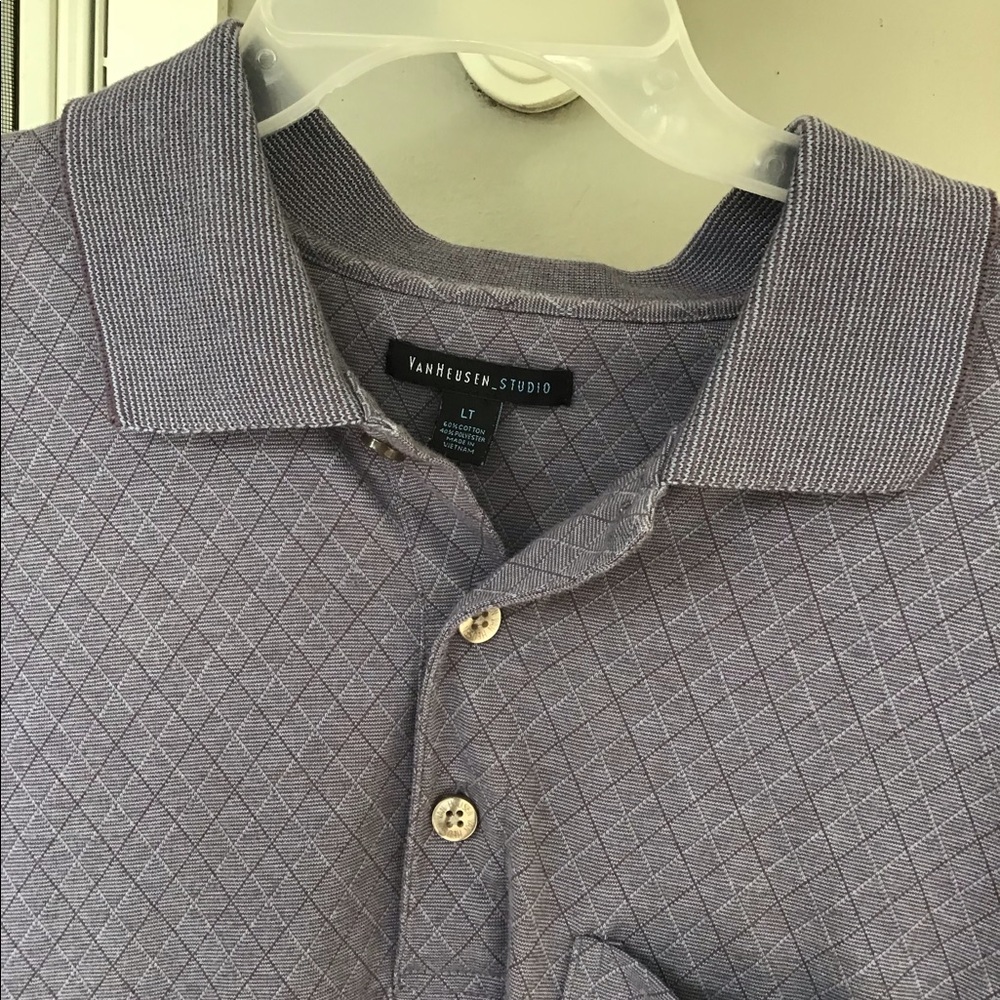 Van Heusen studio men’s polo pocket shirt large Tall blues and grays - Picture 5 of 9